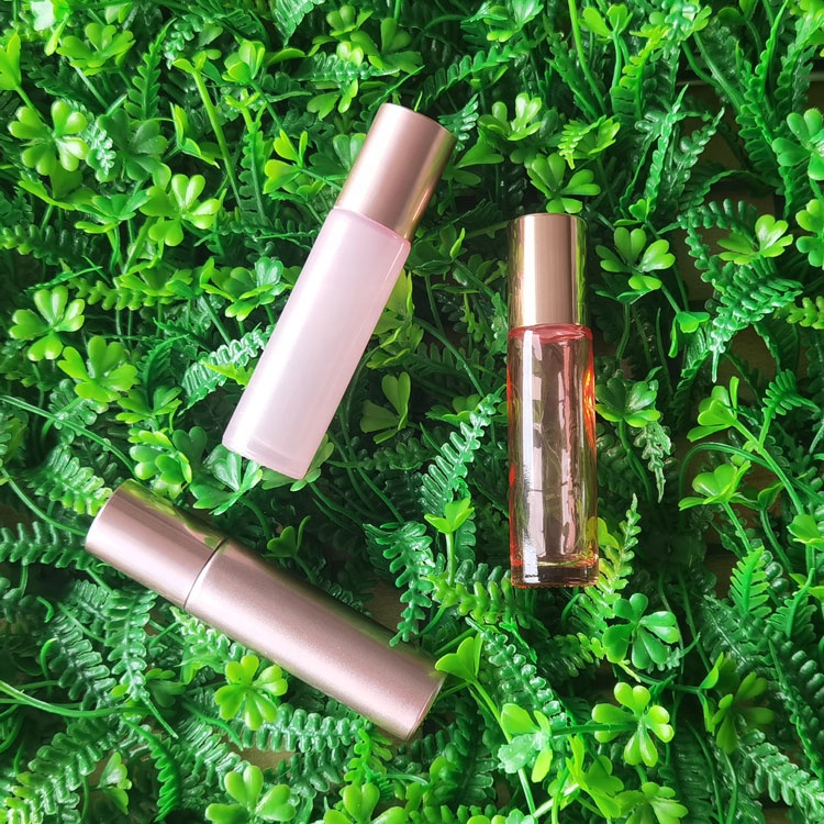 Wholesale Popular 10ml Perfume Container Rose Gold Deodorant Glass Bottle With Stainless Steel Roller Ball