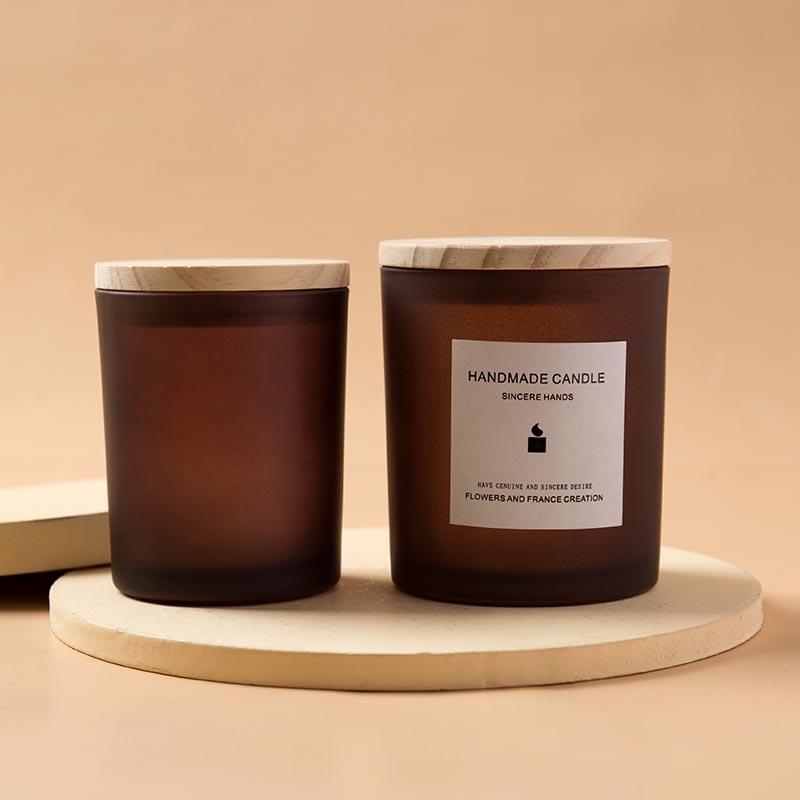 Wholesale Popular Luxury Wooden Lid Metal Lid Frosted Empty Candle Jar