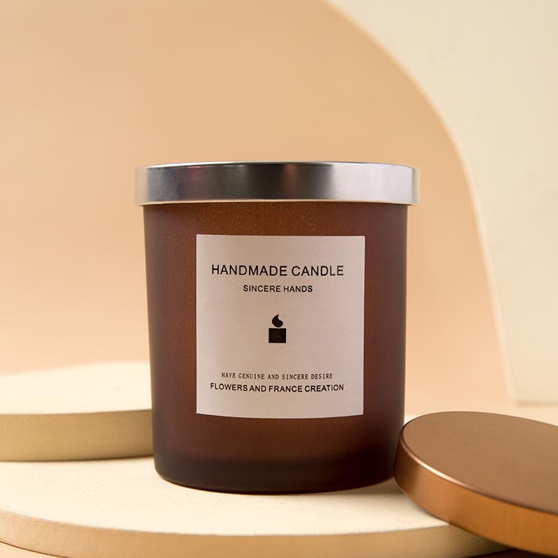 Wholesale Popular Luxury Wooden Lid Metal Lid Frosted Empty Candle Jar