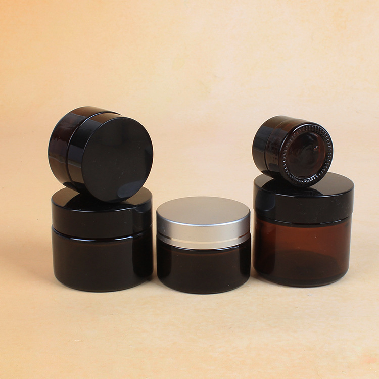 Wholesale Portable amber 30g 50g100g Frosted Glass Cosmetic Cream Jar for eye cream