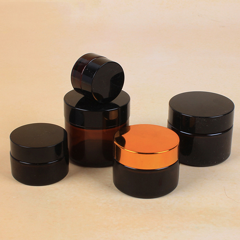 Wholesale Portable amber 30g 50g100g Frosted Glass Cosmetic Cream Jar for eye cream