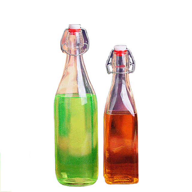 Wholesale Price 2020 Hot Selling Clip Top Clear Sealed Glass Bottles for Juice Milk Wine