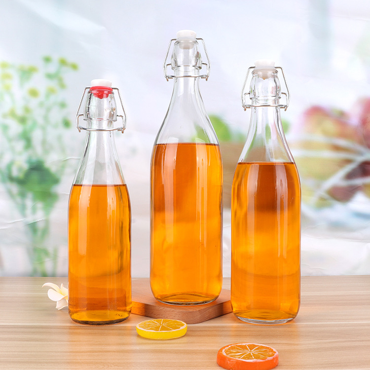 Wholesale Price High Capacity Round Shape Sealed Clear Glass Storage Jars for Milk Juice
