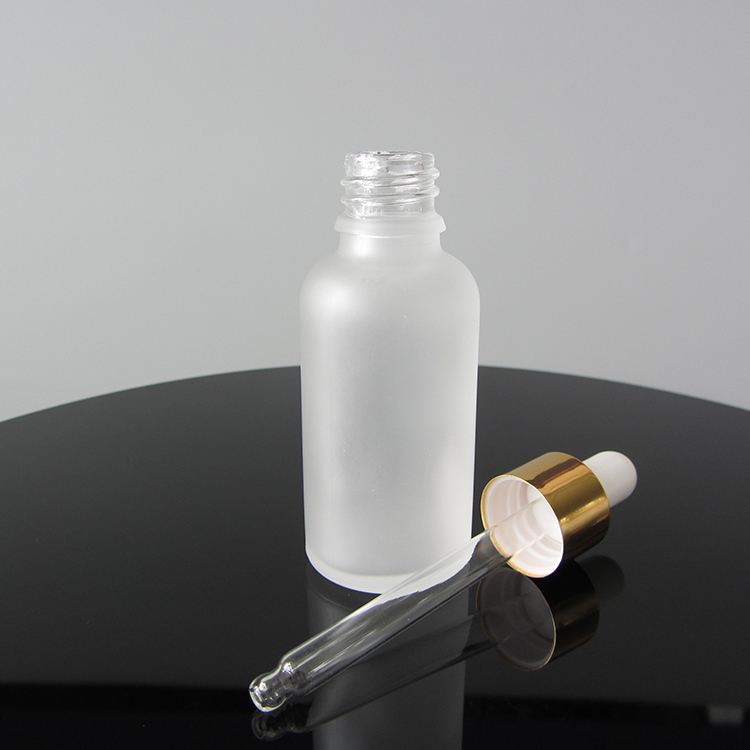 Wholesale Price Low MOQ 30ml Frosted Luxury Glass Dropper Bottle For Oil Packaging