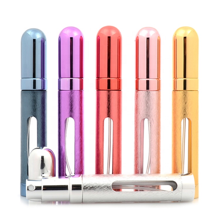 Wholesale Purple Luxury Aluminum Parfum Bottles 10ml Glass Perfume Sample Bottle Spray