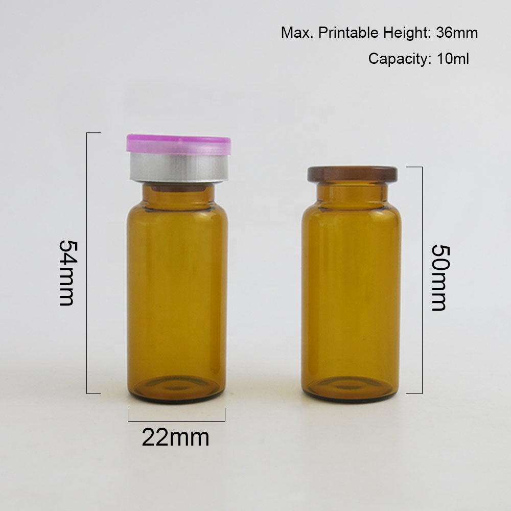Wholesale RTS 10ml Vials Clear Amber Glass Bottle Pharmaceutical Injection with Plastic-Aluminum Flip Top Cap Rubber Stopper