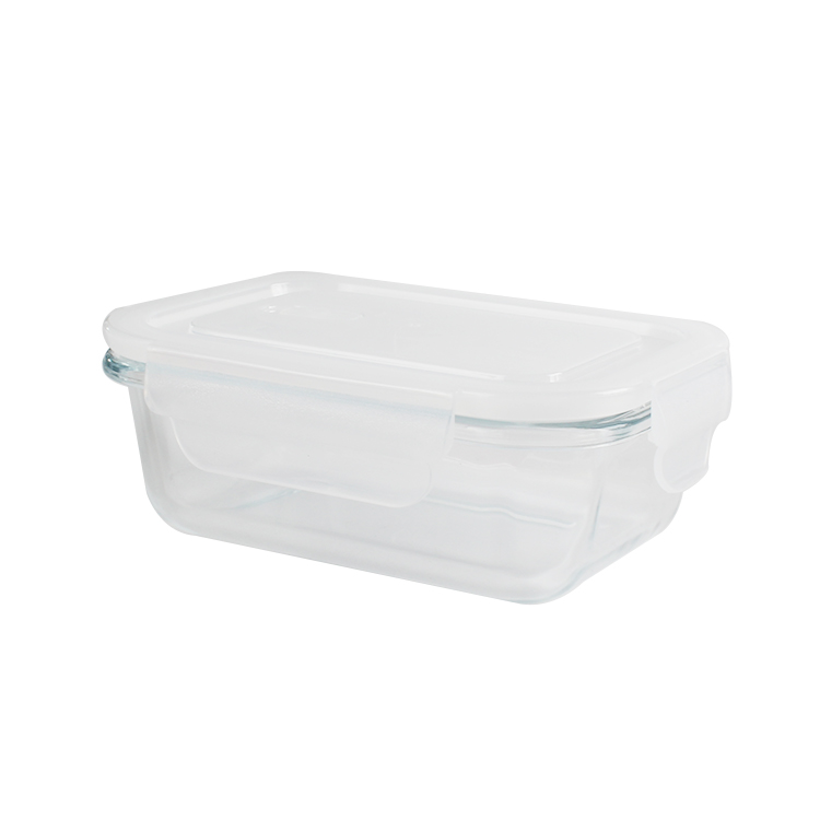 Wholesale  Rectangle Lunch Bento Boxes Clear Glass Food Storage Container With Airtight Lid