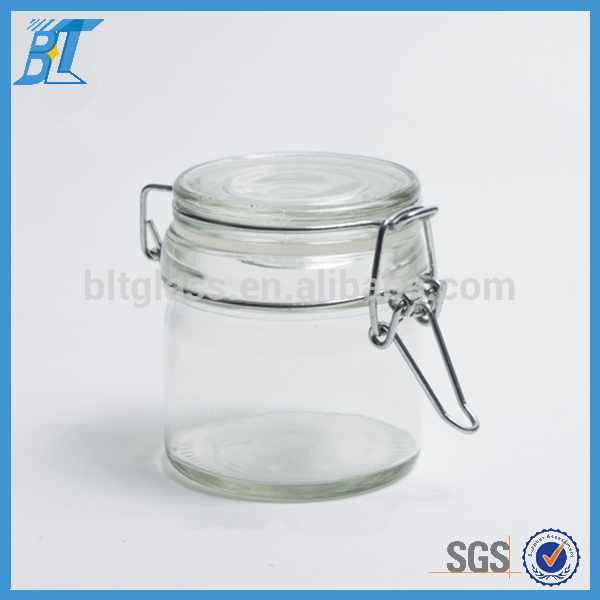 Wholesale Recycled 200ml glass clip lid jars pot for pure natural honey