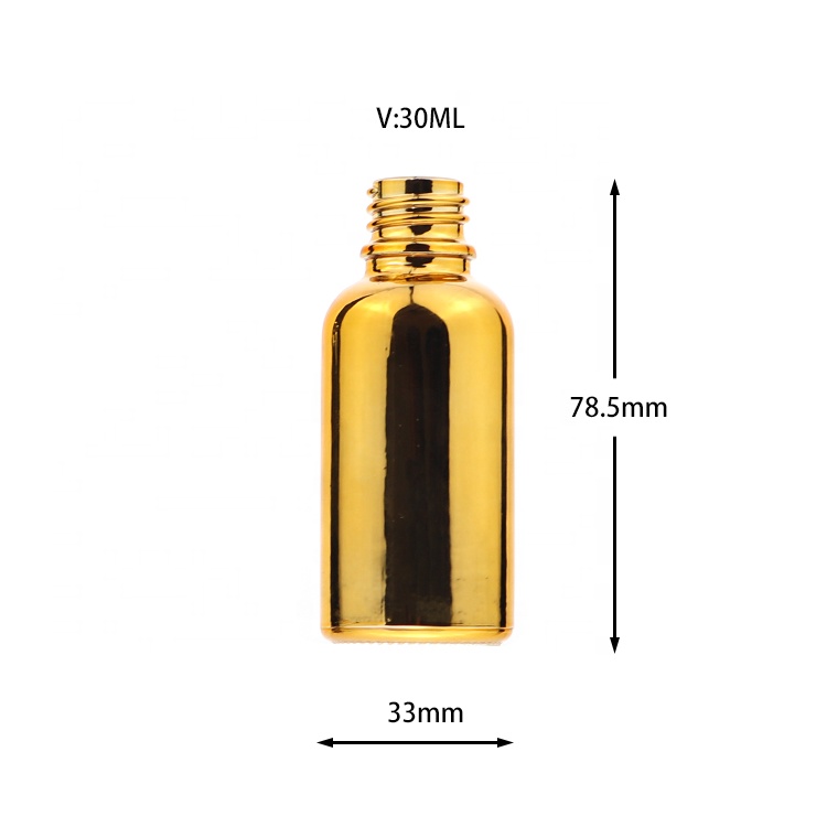 Wholesale Round 30ml 50ml Glass Sliver Gold Serum Essential Oil Dropper Bottle
