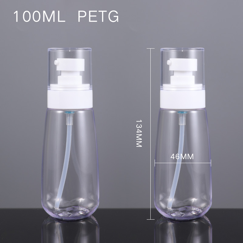 Wholesale Round Airless Empty Clear 100ml Face Oil 100ML Plastic Spray Bottle Shampoo Lotion Pump Container