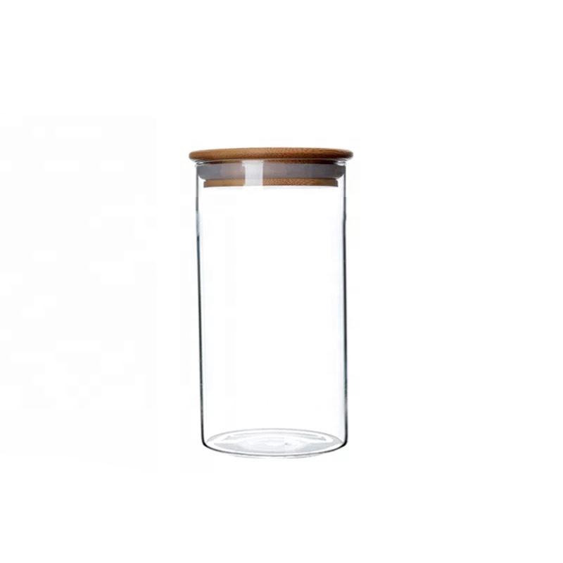 Wholesale Round Bamboo Lid Gift Coffee Glass Jars Bottles Borosilicate Storage Glass Jar BJ-CC34