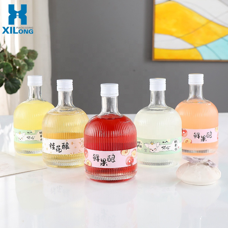 Wholesale Round Frosted Gin 500 ML Empty Whisky Spirit Vodka Glass Bottle With Cork