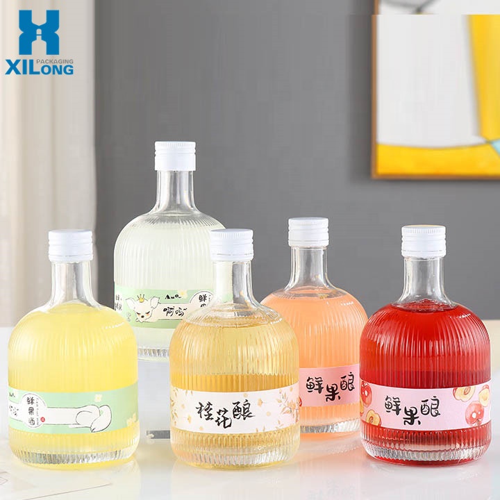 Wholesale Round Frosted Gin 500 ML Empty Whisky Spirit Vodka Glass Bottle With Cork