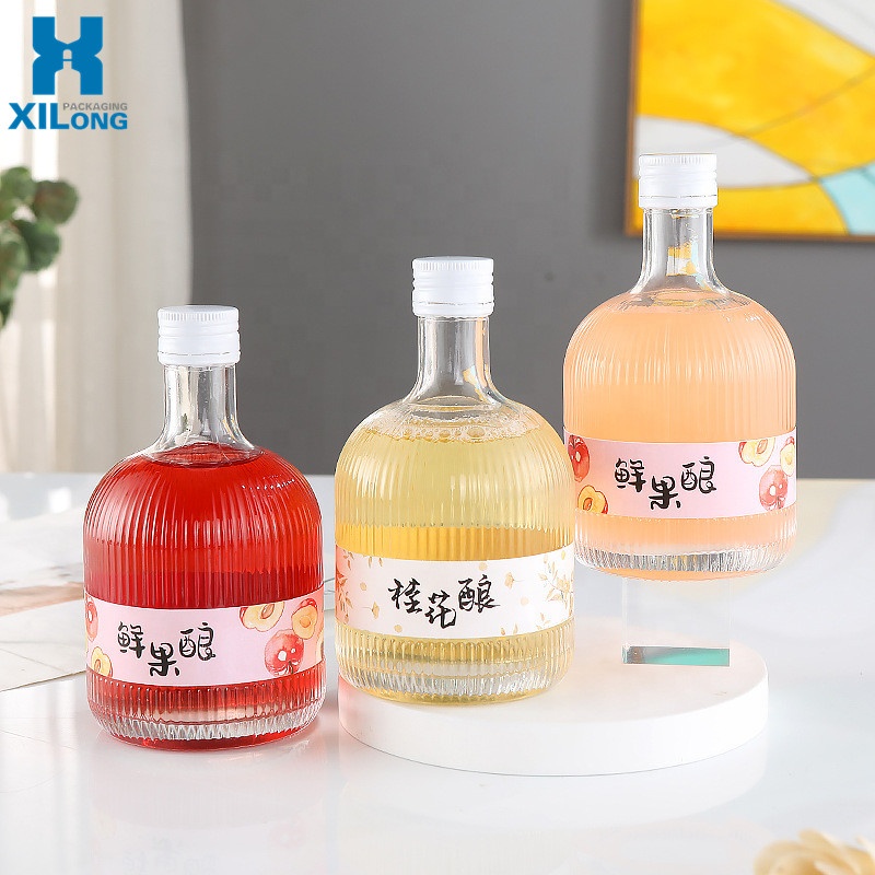 Wholesale Round Frosted Gin 500 ML Empty Whisky Spirit Vodka Glass Bottle With Cork