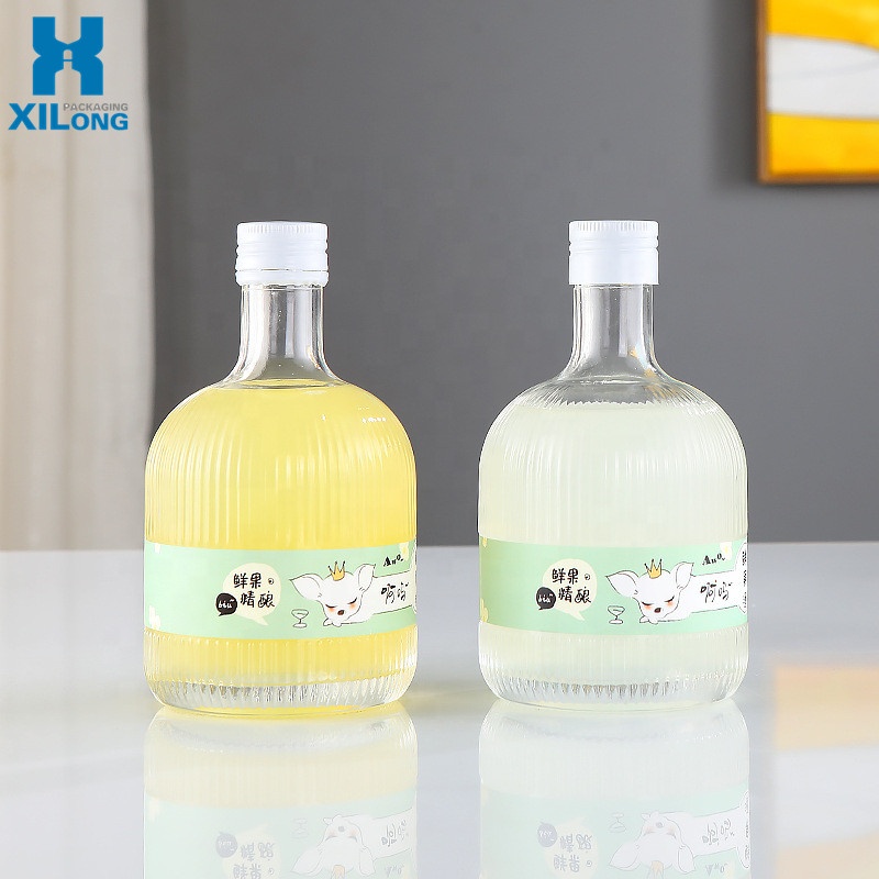 Wholesale Round Frosted Gin 500 ML Empty Whisky Spirit Vodka Glass Bottle With Cork