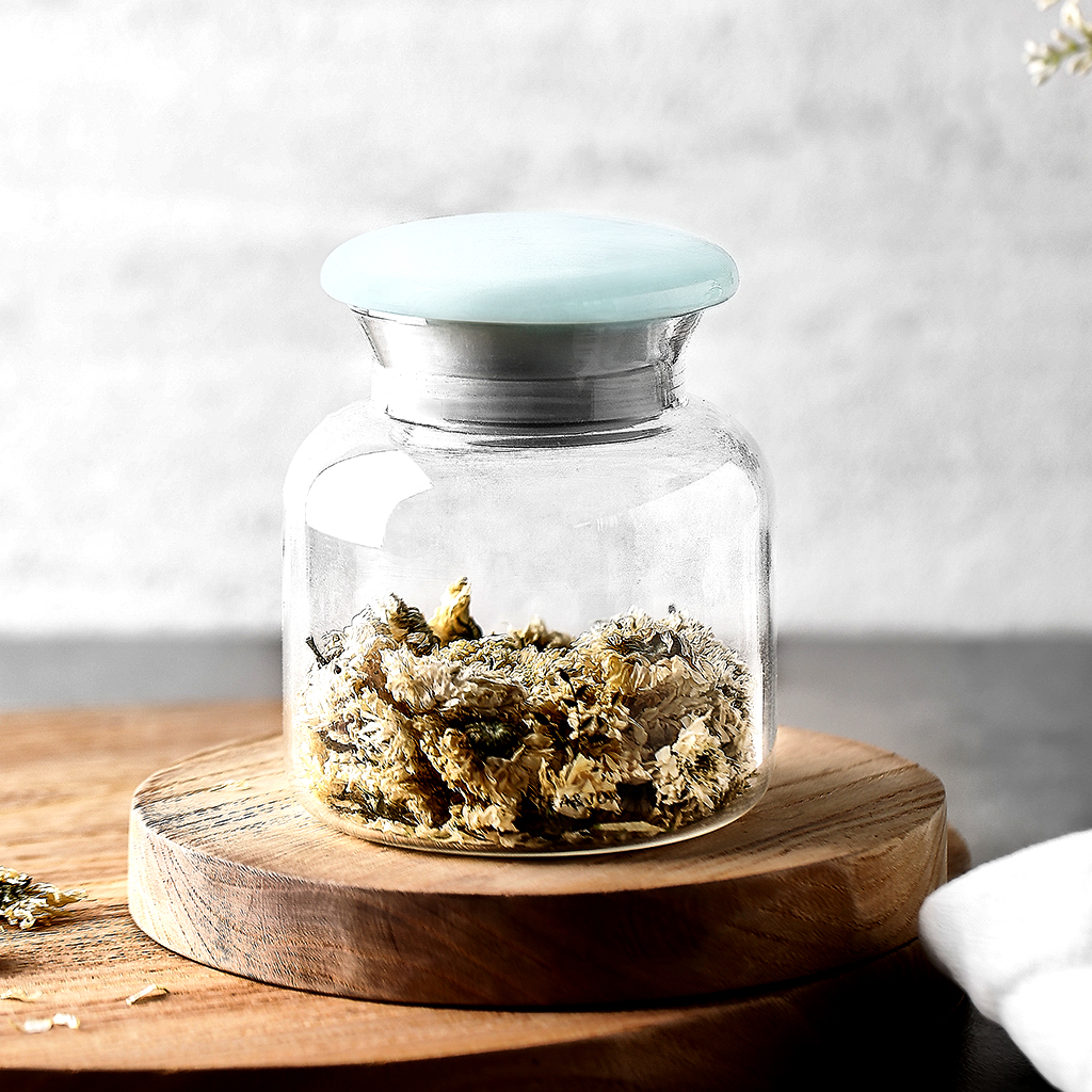 Wholesale Round Glass Storage Jar Airtight With Glass storage honey glass jar set