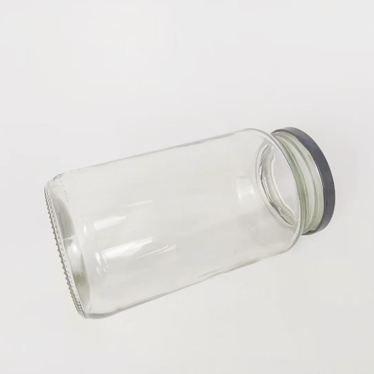 Wholesale Round Wide Mouth Empty 1L 1000ml Glass Honey Jam Food Storage Jar With Black Lug Lid