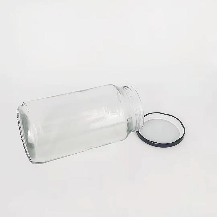 Wholesale Round Wide Mouth Empty 1L 1000ml Glass Honey Jam Food Storage Jar With Black Lug Lid