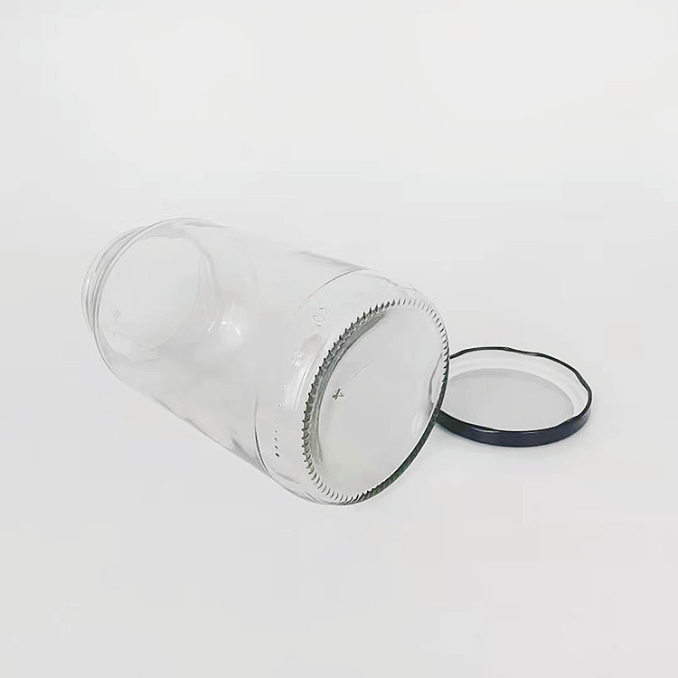 Wholesale Round Wide Mouth Empty 1L 1000ml Glass Honey Jam Food Storage Jar With Black Lug Lid