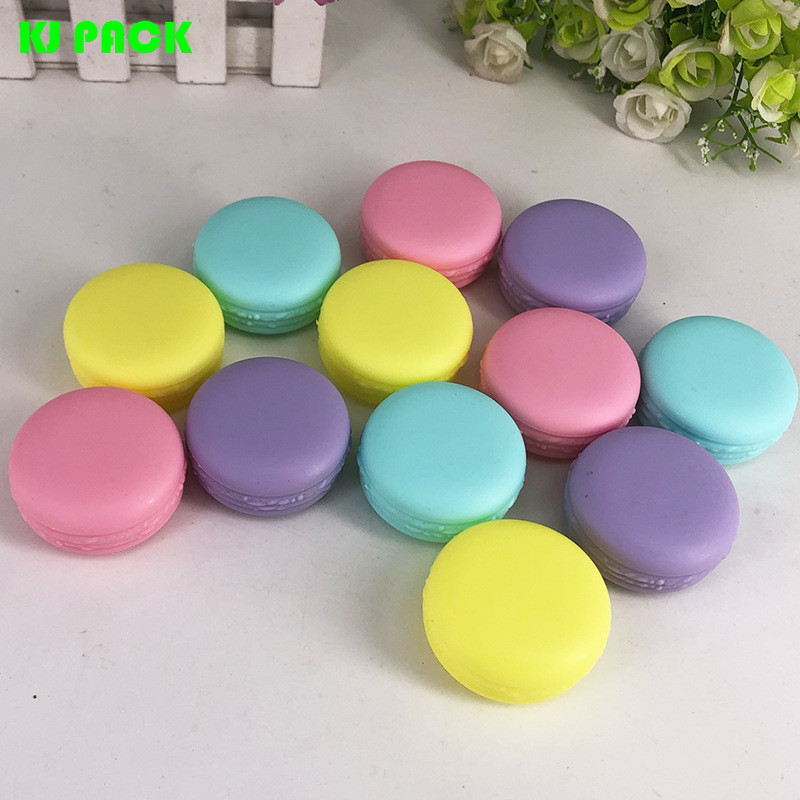Wholesale Round candy color macaron shaped jars,10g Empty Cosmetic PP Plastic Cream Jar,Lip Balm Eye Shadow Powder Container