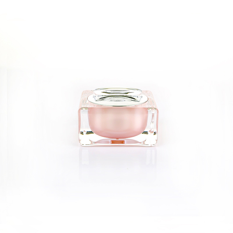 Wholesale  Sakura Pink Square 15g Acrylic  Empty Clean Cream  Jar