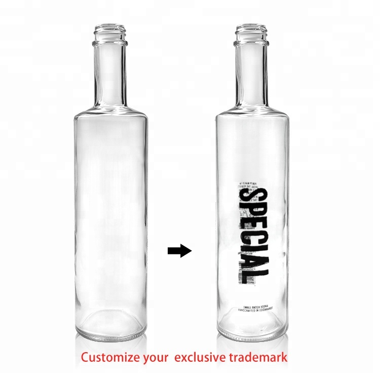 Wholesale Screen Printing Empty 700 ml 750ml Vodka Spirit Glass Liquor Bottle With screw cap