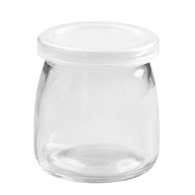 Wholesale Screen printing 100ml empty glass pudding bottle with plastic  lid