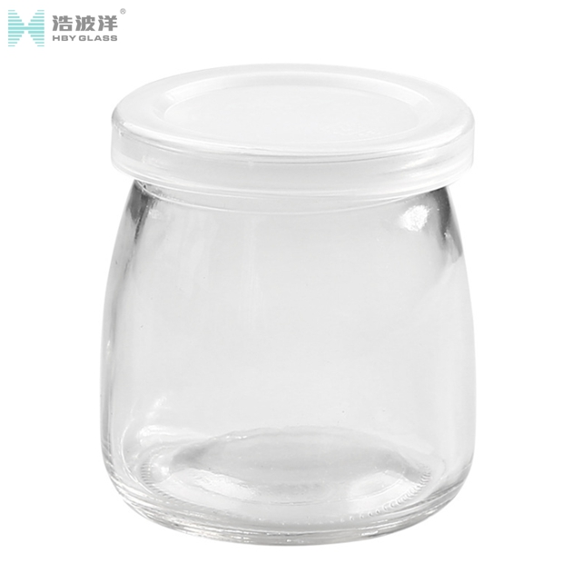 Wholesale Screen printing 100ml empty glass pudding bottle with plastic lid