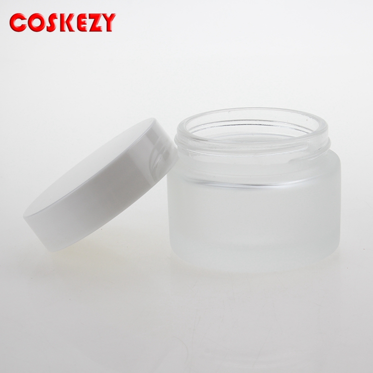 Wholesale Screw Lid Frosted Packaging Cosmetic Glass Jar, Empty Skincare 30g 15g Frosted Glass Cream Jar for Sale