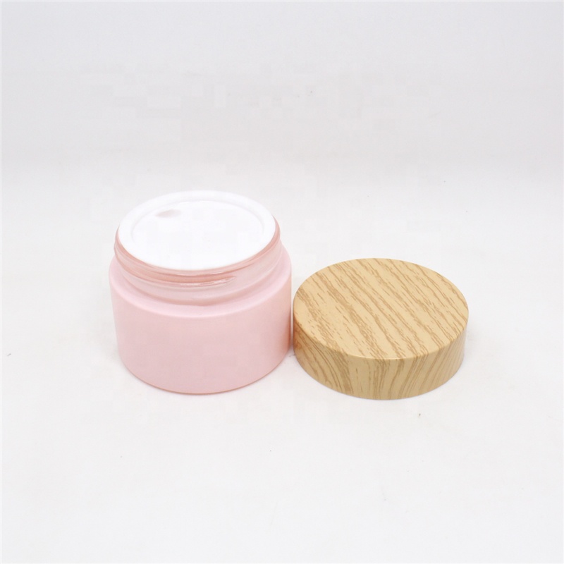 Wholesale Screw Top Pantone Customized Pink Round Cosmetic Glass Jars 50g