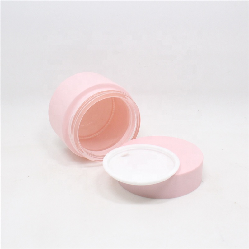 Wholesale Screw Top Pantone Customized Pink Round Cosmetic Glass Jars 50g