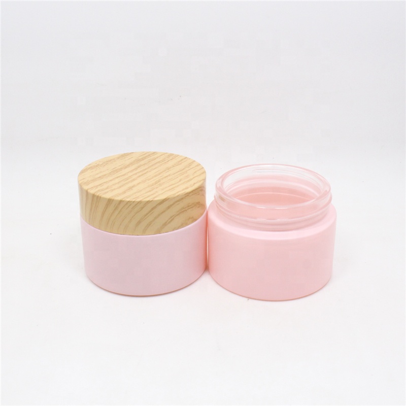 Wholesale Screw Top Pantone Customized Pink Round Cosmetic Glass Jars 50g