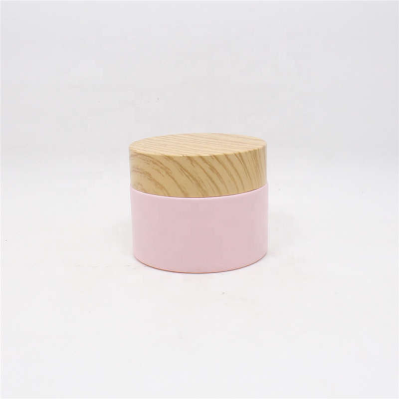 Wholesale Screw Top Pantone Customized Pink Round Cosmetic Glass Jars 50g