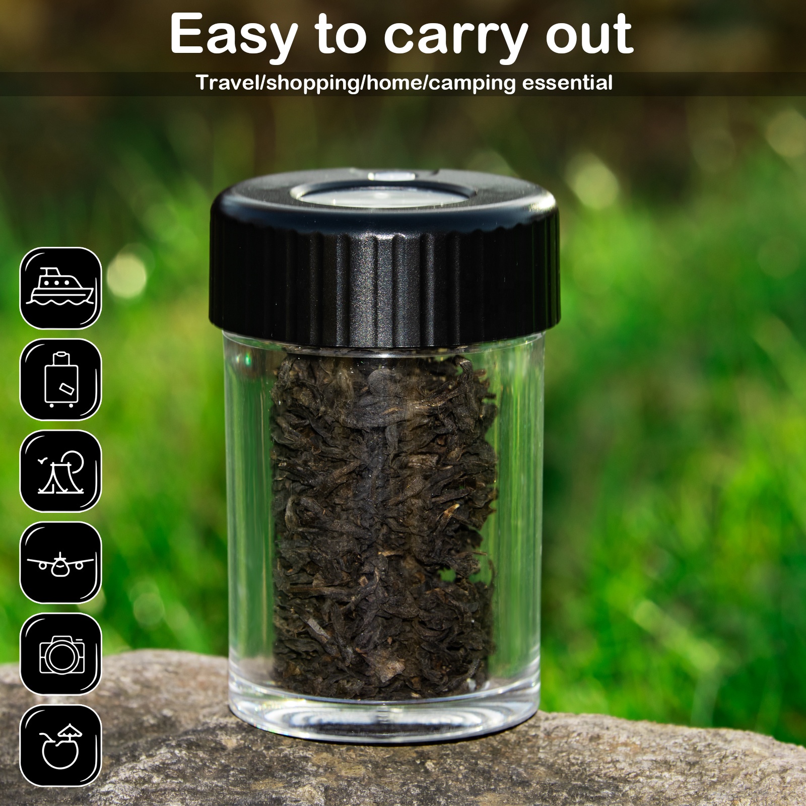 Wholesale Sealed Custom Led Jar USB Charging Herb Storage Container with Magnifier Durable Glow Up Storage Tank