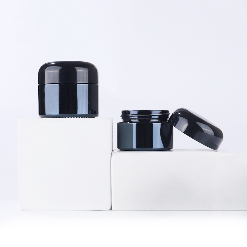 Wholesale Shinny Black Cosmetic Fancy Cream Body Scrub Butter Face Mask Containers Jars 1oz