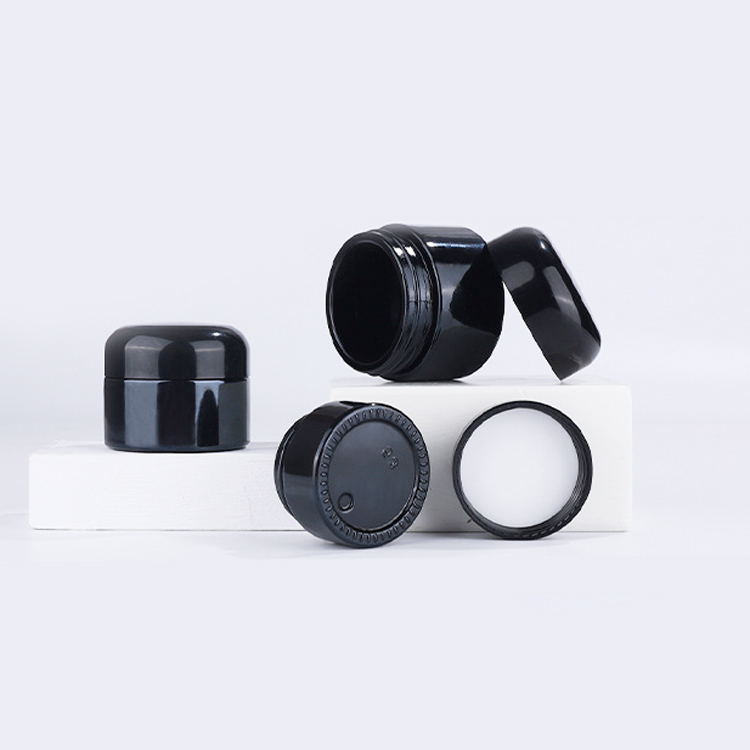 Wholesale Shinny Black Cosmetic Fancy Cream Body Scrub Butter Face Mask Containers Jars 1oz