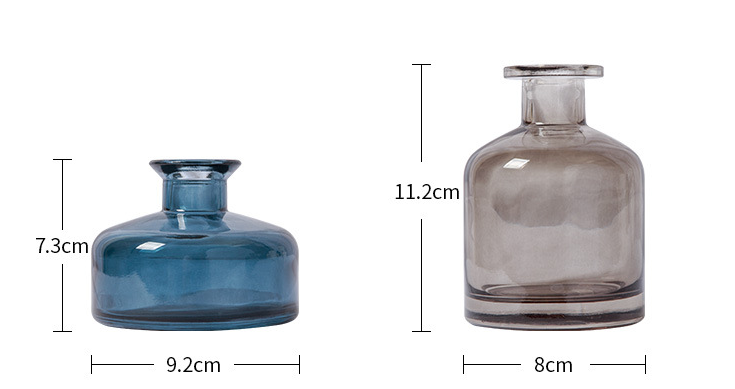 Wholesale Simple Round Colored Glass Blue Gray Black 150ml 200ml Empty Perfume Reed Diffuse Glass Bottle