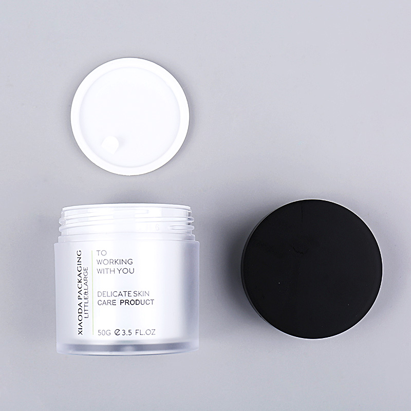 Wholesale Simple design plastic double jar with aluminum lid cream jar 50g