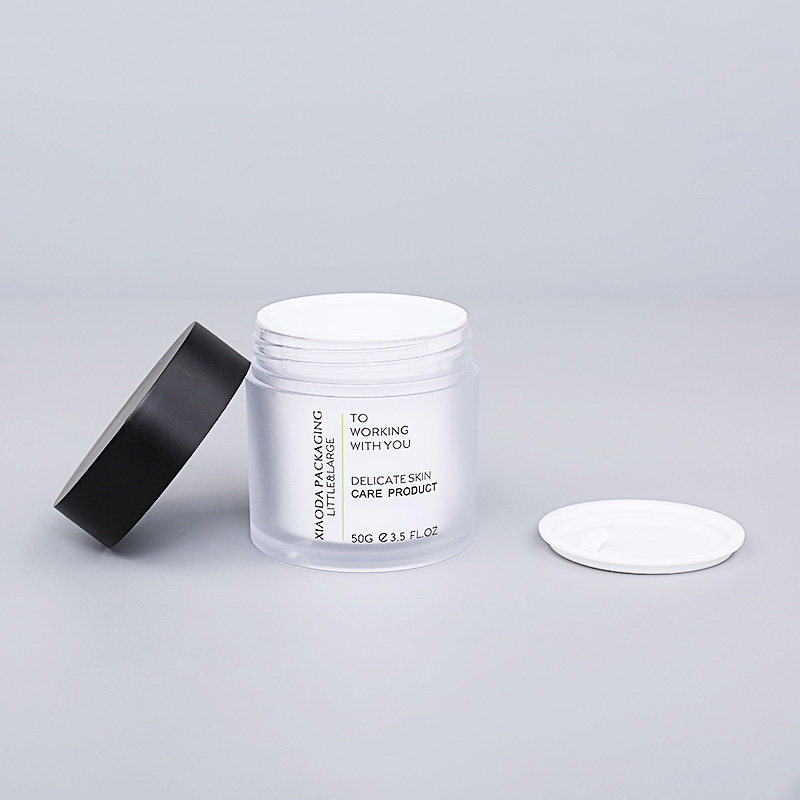Wholesale Simple design plastic double jar with aluminum lid cream jar 50g