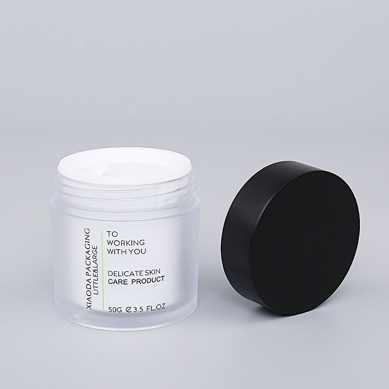 Wholesale Simple design plastic double jar with aluminum lid cream jar 50g