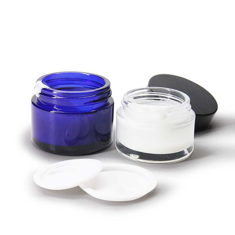 Wholesale Skin Cream Container 20ml Empty Amber Glass Jars with Black PP Lid