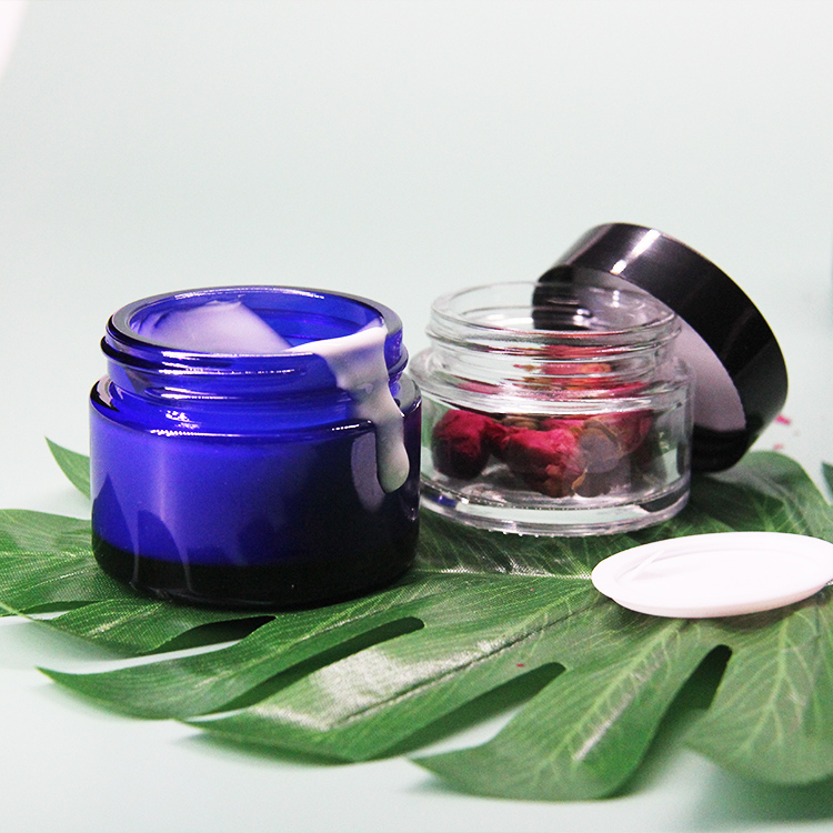 Wholesale Skin Cream Container 20ml Empty Amber Glass Jars with Black PP Lid