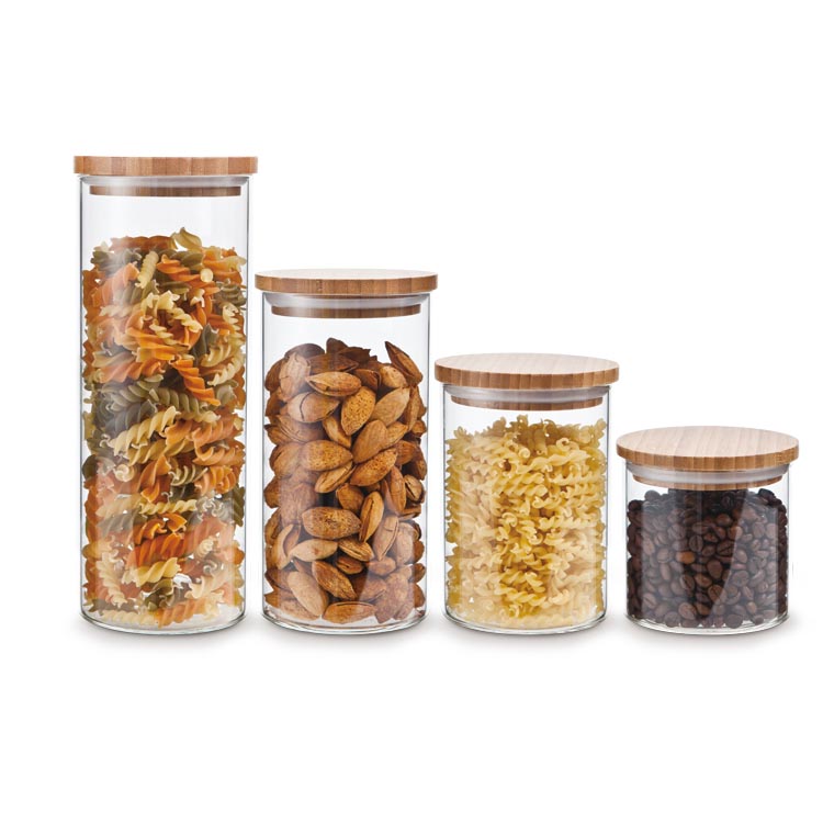 Wholesale Small Candy Cookie Empty Spice Food Storage Glass Containers Bottles Jar Coffee Tea Caddy With Lid