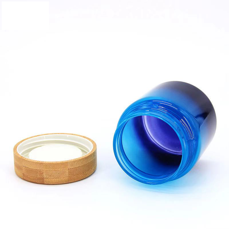 Wholesale Spiral Glass Frost Cream Jar Kitchen Storage With Jar Bamboo Cover Screw Sealing Can