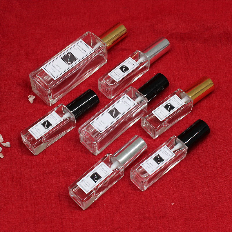Wholesale Spray Perfume Bottle Transparent Square 5ml 10ml 15ml 30ml Glass Refillable Perfume Glass Bottle