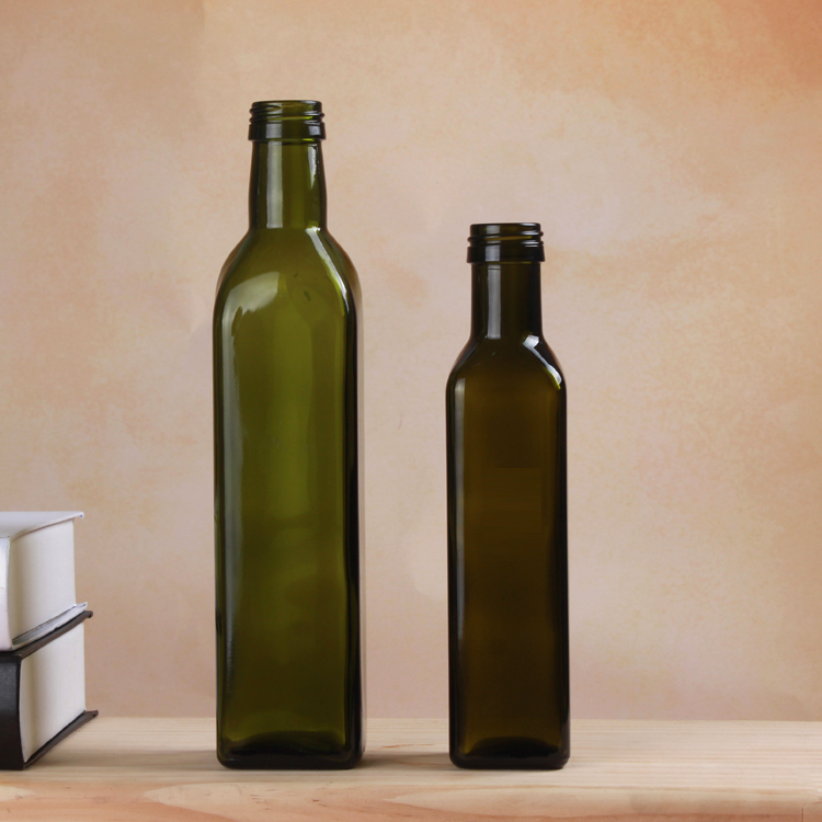 Wholesale Square Amber Green Color Glass Olive Oil Bottle 250ml 500ml