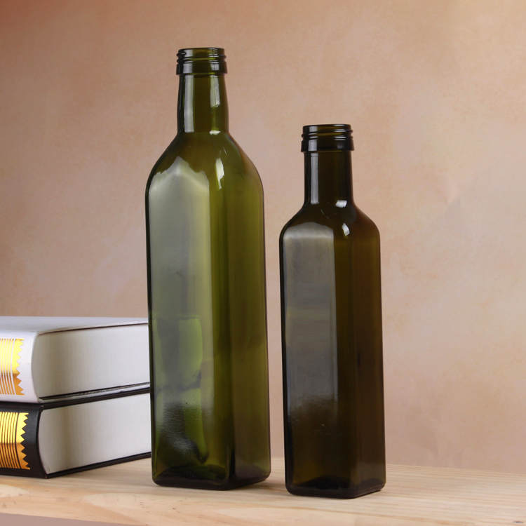 Wholesale Square Amber Green Color Glass Olive Oil Bottle 250ml 500ml