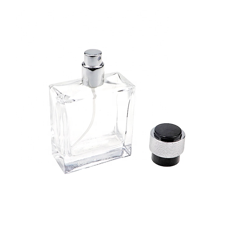Wholesale Square Clear Glass Bottle Perfume 50 ml Glass Crimp Bottle Parfum