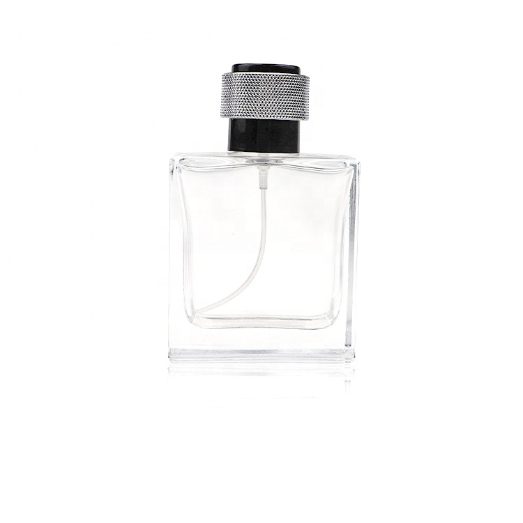 Wholesale Square Clear Glass Bottle Perfume 50 ml Glass Crimp Bottle Parfum