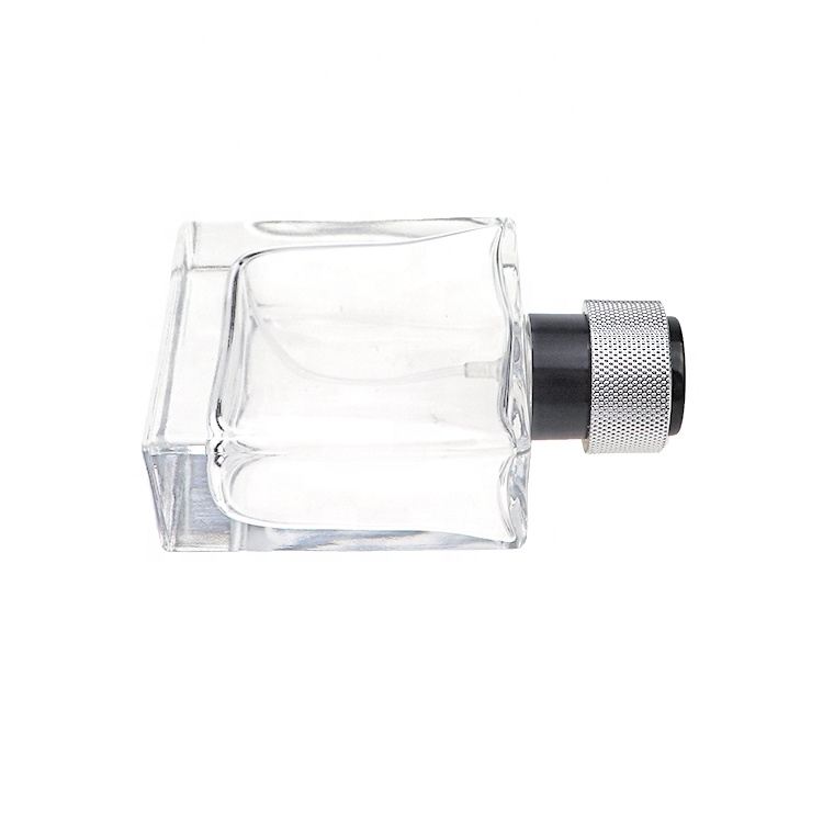 Wholesale Square Clear Glass Bottle Perfume 50 ml Glass Crimp Bottle Parfum